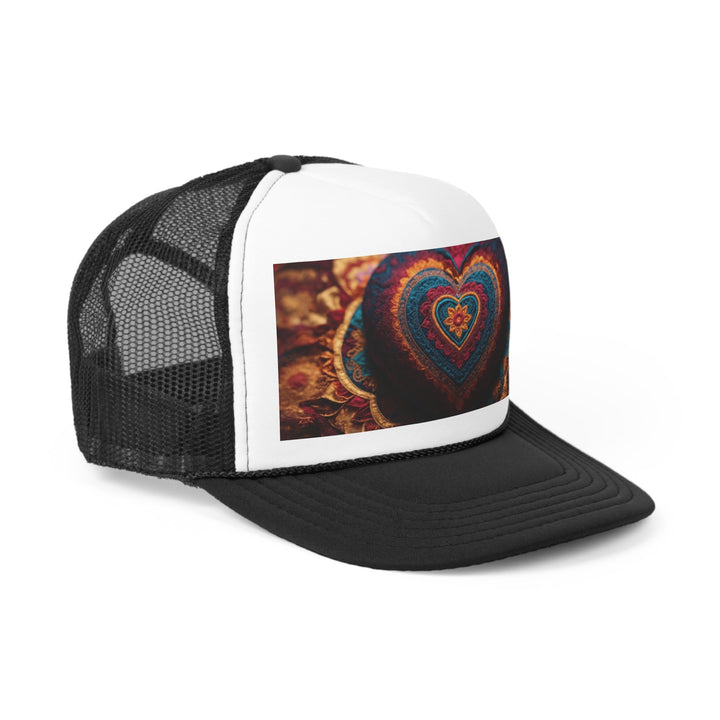 Embroidered Textile Heart - Trucker Hat - Hats - g(0D·IO) - Pink - One size -