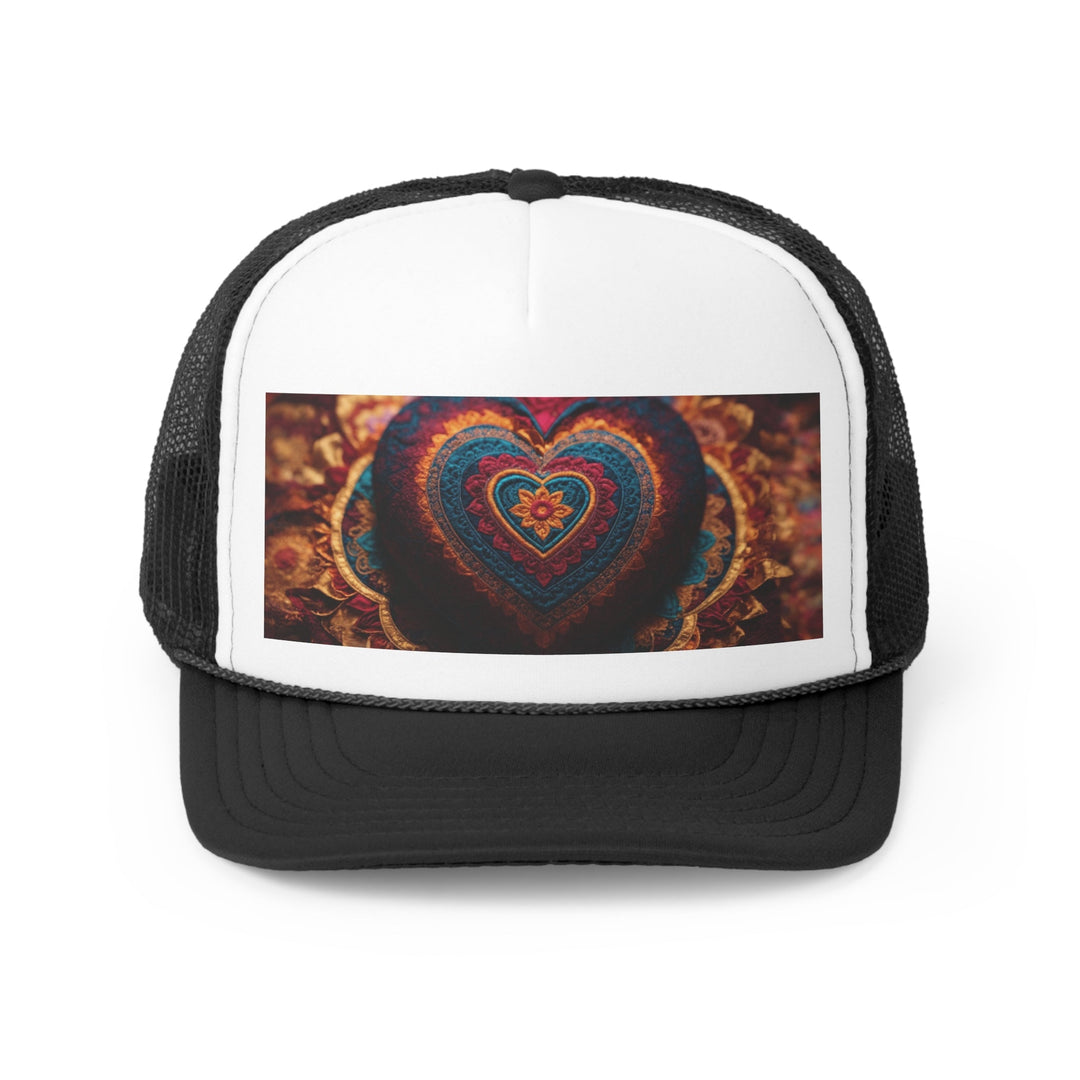 Embroidered Textile Heart - Trucker Hat - Hats - g(0D·IO) - Black - One size -