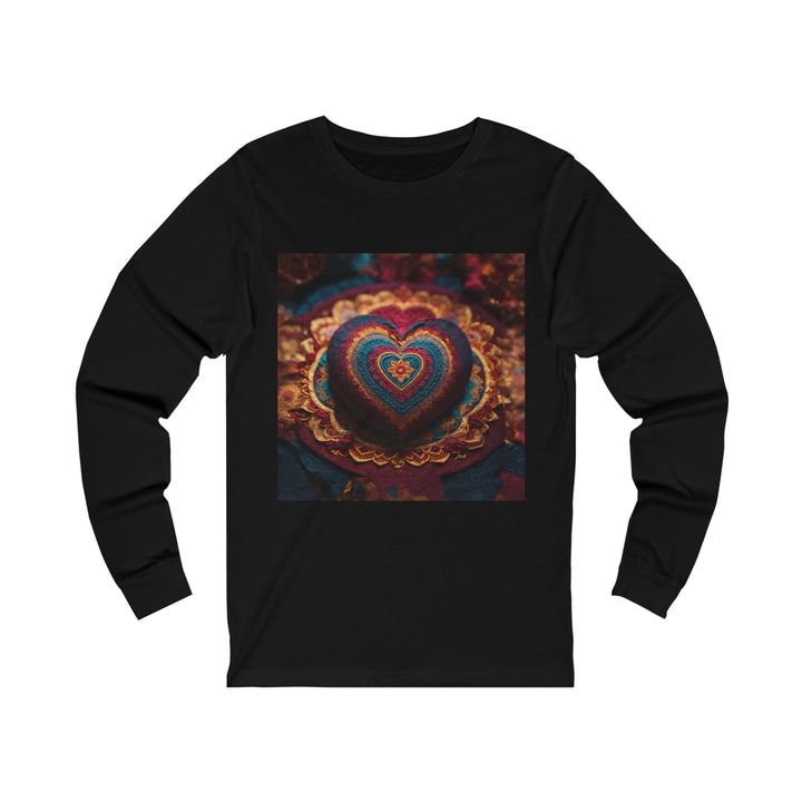 Embroidered Textile Heart - Unisex Jersey Long Sleeve Tee - Long-sleeve - g(0D·IO) - S - Black -