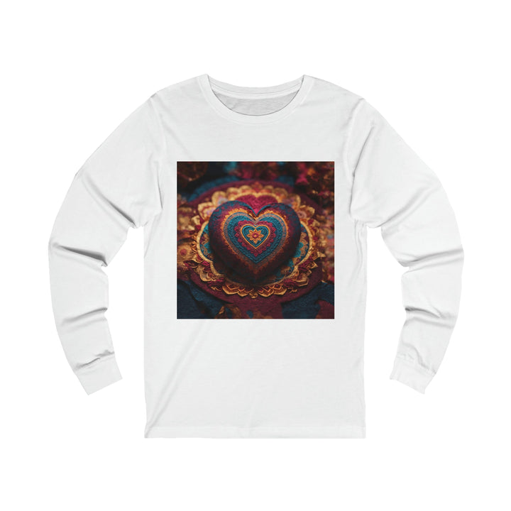 Embroidered Textile Heart - Unisex Jersey Long Sleeve Tee - Long-sleeve - g(0D·IO) - S - White -