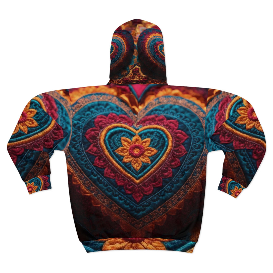 Embroidered Textile Heart - Unisex Zip Hoodie - All Over Prints - g(0D·IO) - XS - -