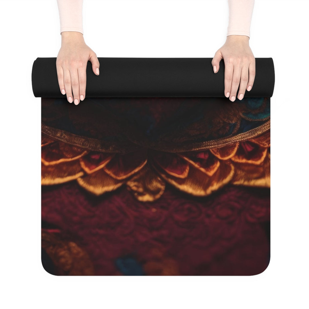 Embroidered Textile Heart - Yoga Mat - Home Decor - g(0D·IO) - 24” x 68” - -