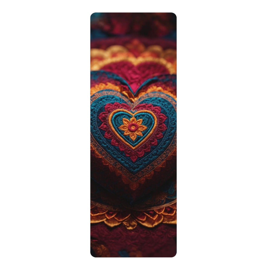 Embroidered Textile Heart - Yoga Mat - Home Decor - g(0D·IO) - 24” x 68” - -