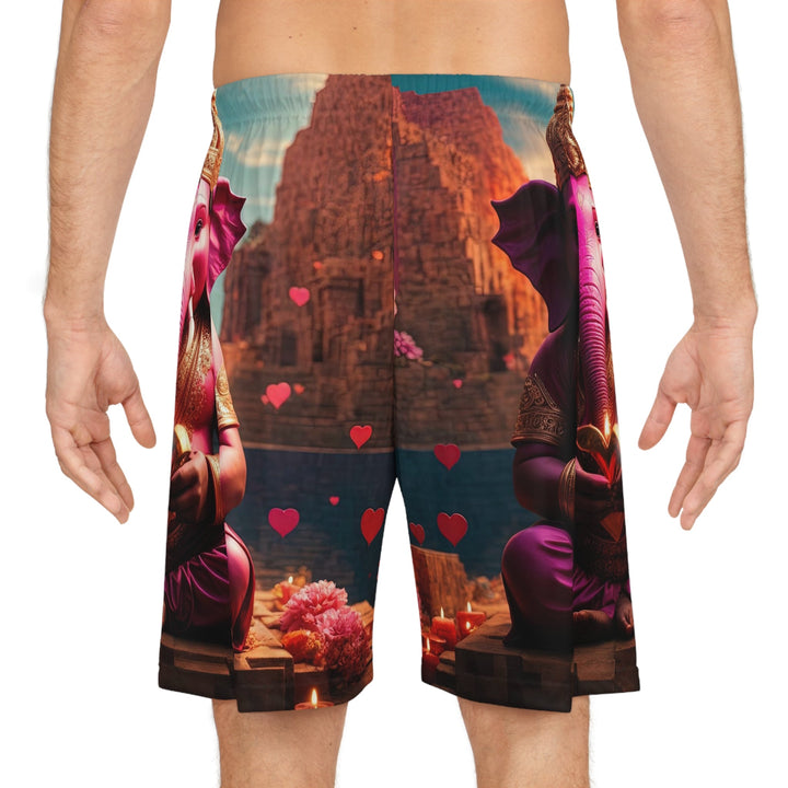 Enchanted Elephant Evening - AOP Basketball Shorts - All Over Prints - g(0D·IO) - Seam thread color automatically matched to design - XS -