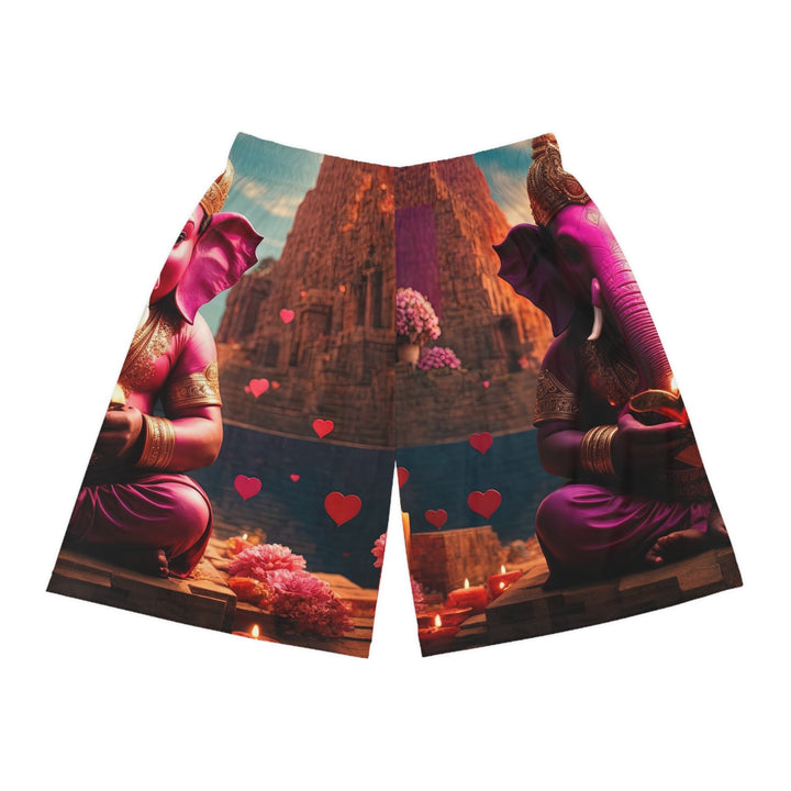 Enchanted Elephant Evening - AOP Basketball Shorts - All Over Prints - g(0D·IO) - Seam thread color automatically matched to design - XS -