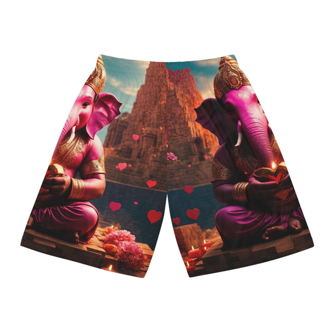 Enchanted Elephant Evening - AOP Basketball Shorts - All Over Prints - g(0D·IO) - Seam thread color automatically matched to design - XS -