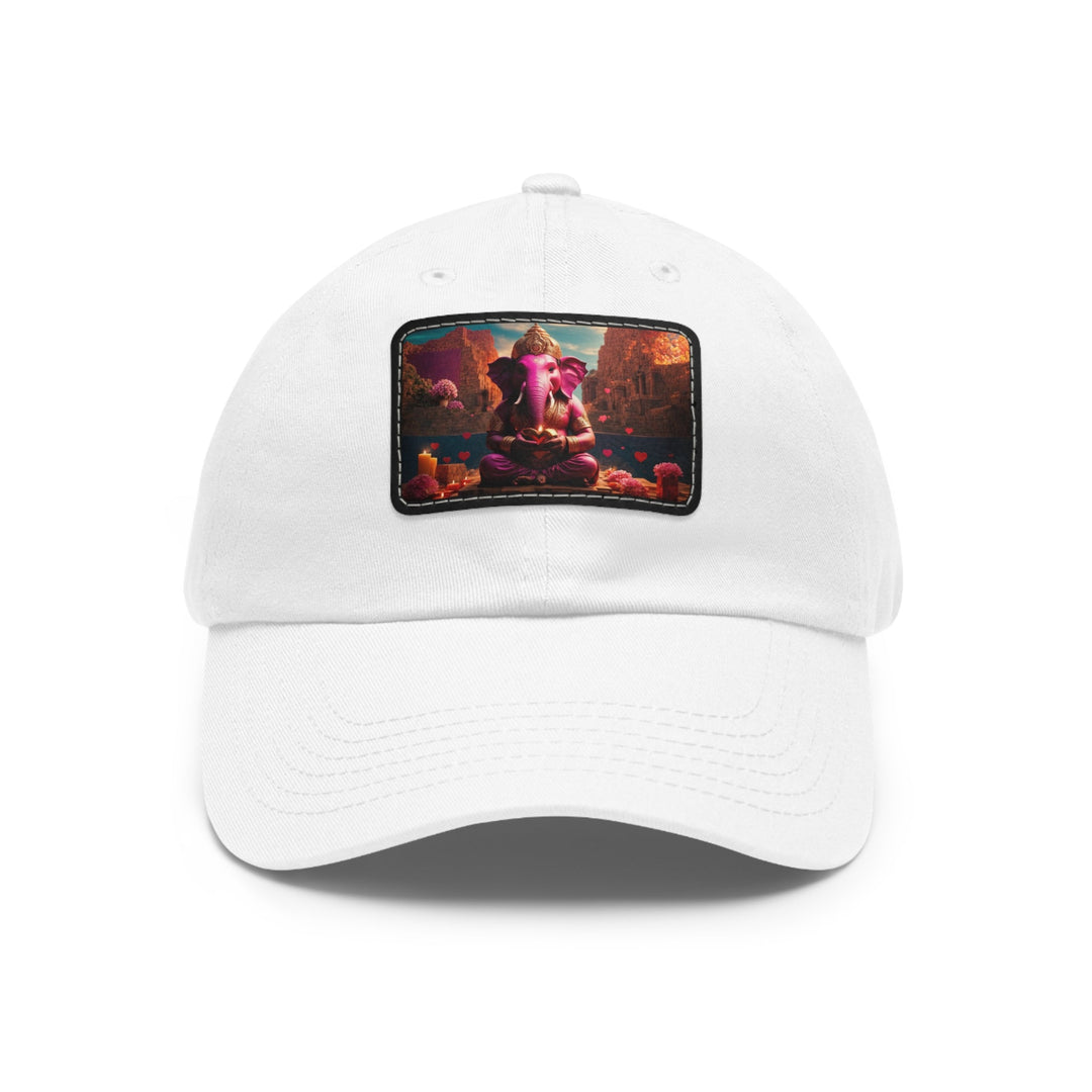 Enchanted Elephant Evening - Dad Hat - Hats - g(0D·IO) - White / Black patch - Rectangle - One size