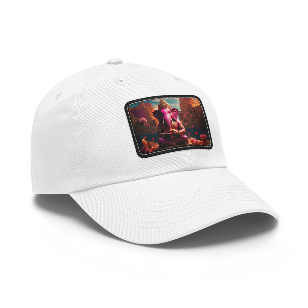 Enchanted Elephant Evening - Dad Hat - Hats - g(0D·IO) - White / Black patch - Rectangle - One size