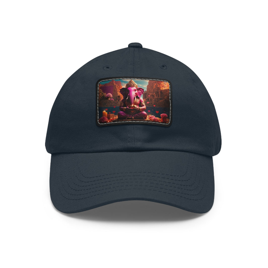 Enchanted Elephant Evening - Dad Hat - Hats - g(0D·IO) - Navy / Black patch - Rectangle - One size