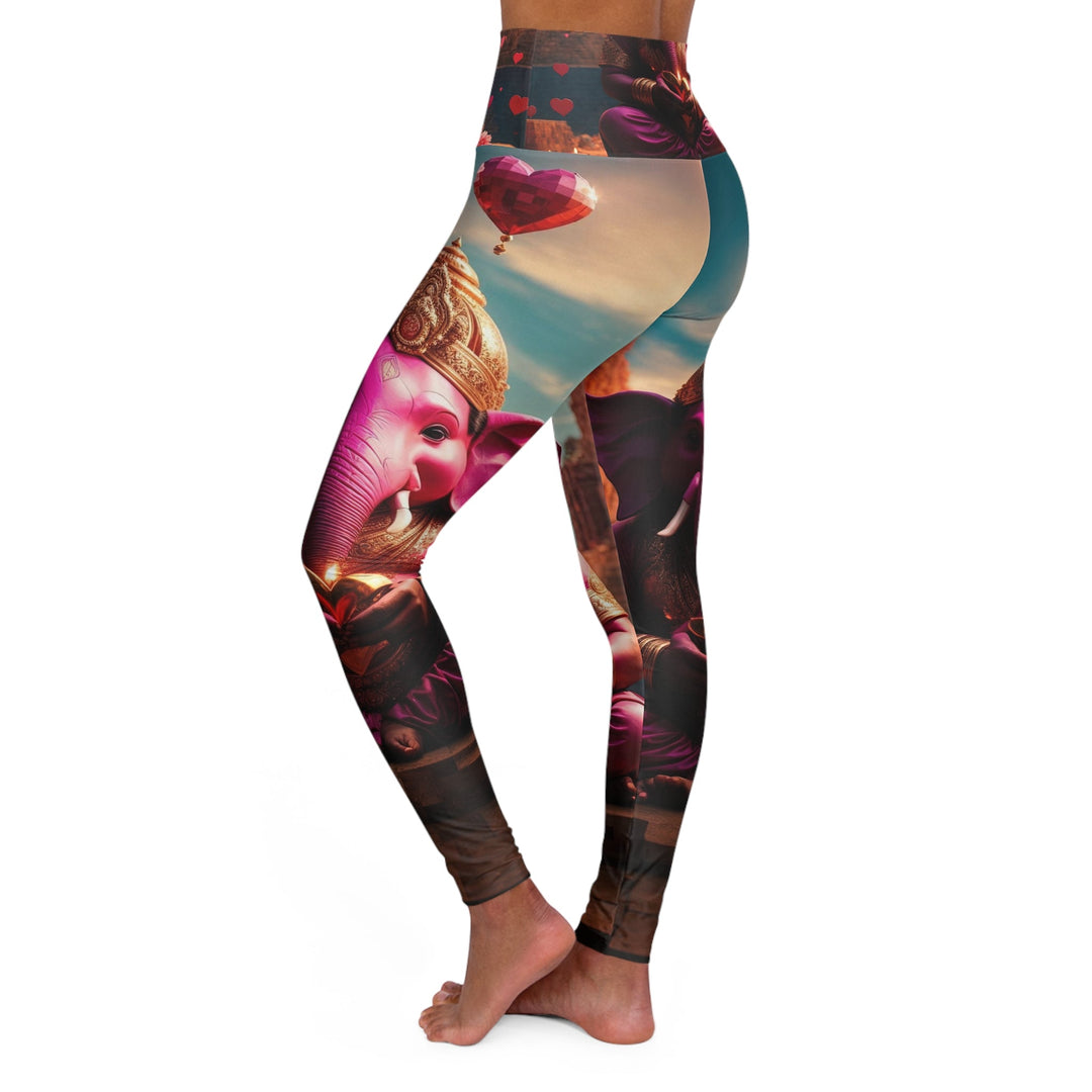 Enchanted Elephant Evening - High Waisted AOP Yoga Leggings - All Over Prints - g(0D·IO) - XS - -