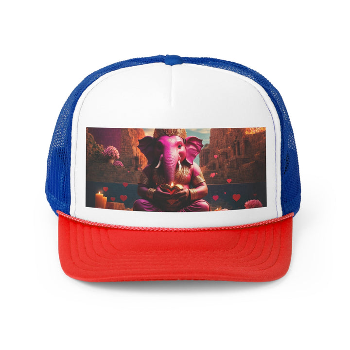 Enchanted Elephant Evening - Trucker Hat - Hats - g(0D·IO) - Blue/Red - One size -