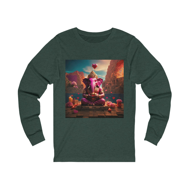 Enchanted Elephant Evening - Unisex Jersey Long Sleeve Tee - Long-sleeve - g(0D·IO) - S - Heather Forest -