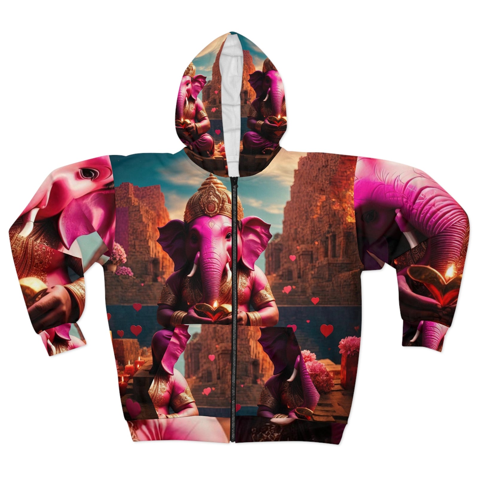 Enchanted Elephant Evening - Unisex Zip Hoodie - All Over Prints - g(0D·IO) - XS - -