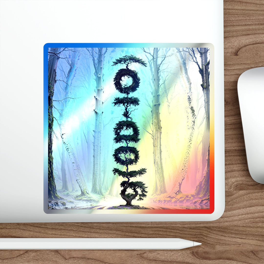 Enigmatic Forest Spiral - Holographic Die-Cut Sticker - Paper products - g(0D·IO) - 5" × 5" - Die-Cut - Holographic