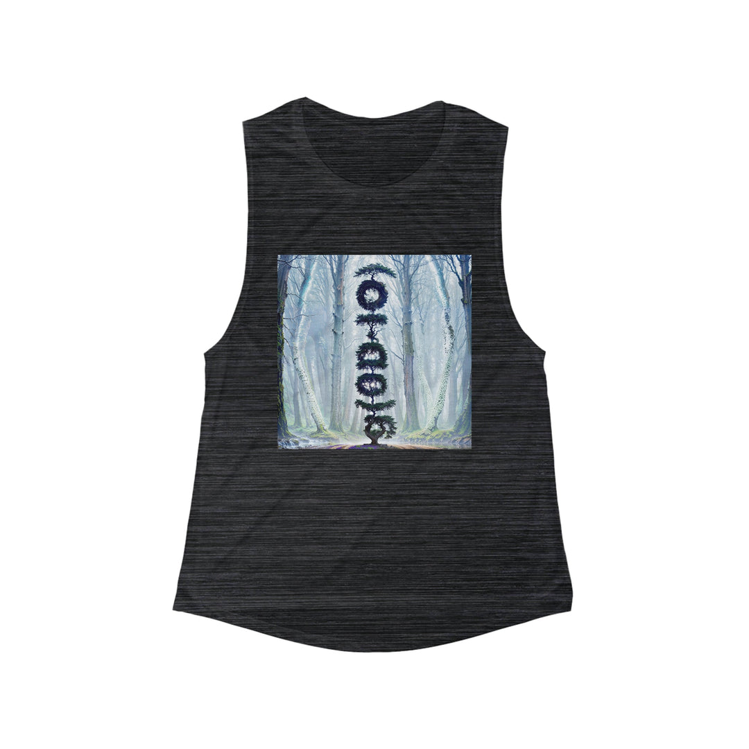 Enigmatic Forest Spiral - Women's Flowy Scoop Muscle Tank - Tank Top - g(0D·IO) - S - Black Slub -