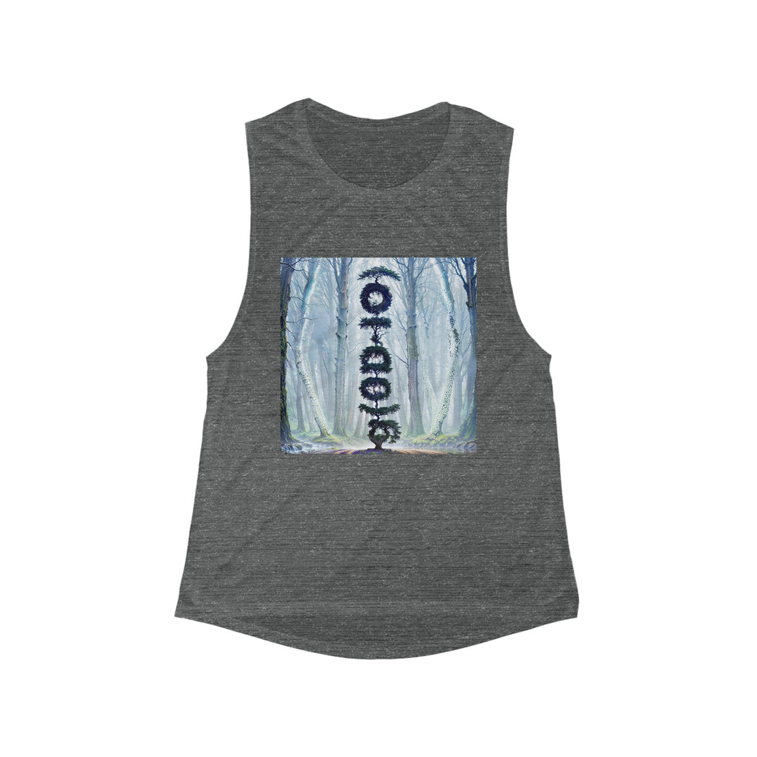 Enigmatic Forest Spiral - Women's Flowy Scoop Muscle Tank - Tank Top - g(0D·IO) - S - Asphalt Slub -