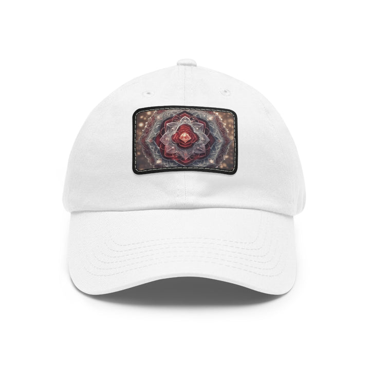 Ethereal Crystal Bloom - Dad Hat - Hats - g(0D·IO) - White / Black patch - Rectangle - One size