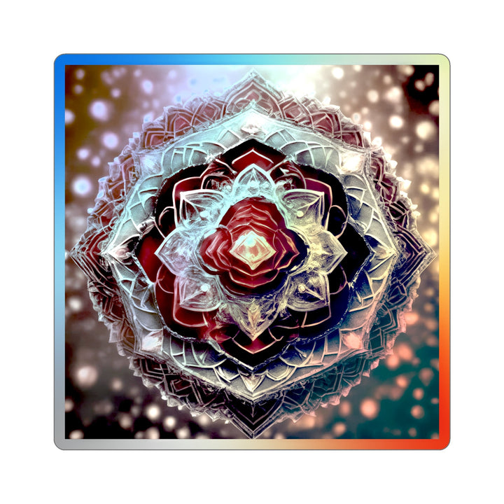 Ethereal Crystal Bloom - Holographic Die-Cut Sticker - Paper products - g(0D·IO) - 4" × 4" - Die-Cut - Holographic