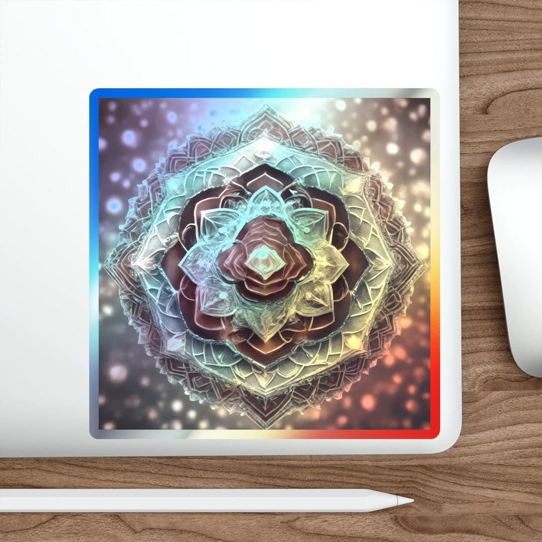 Ethereal Crystal Bloom - Holographic Die-Cut Sticker - Paper products - g(0D·IO) - 5" × 5" - Die-Cut - Holographic