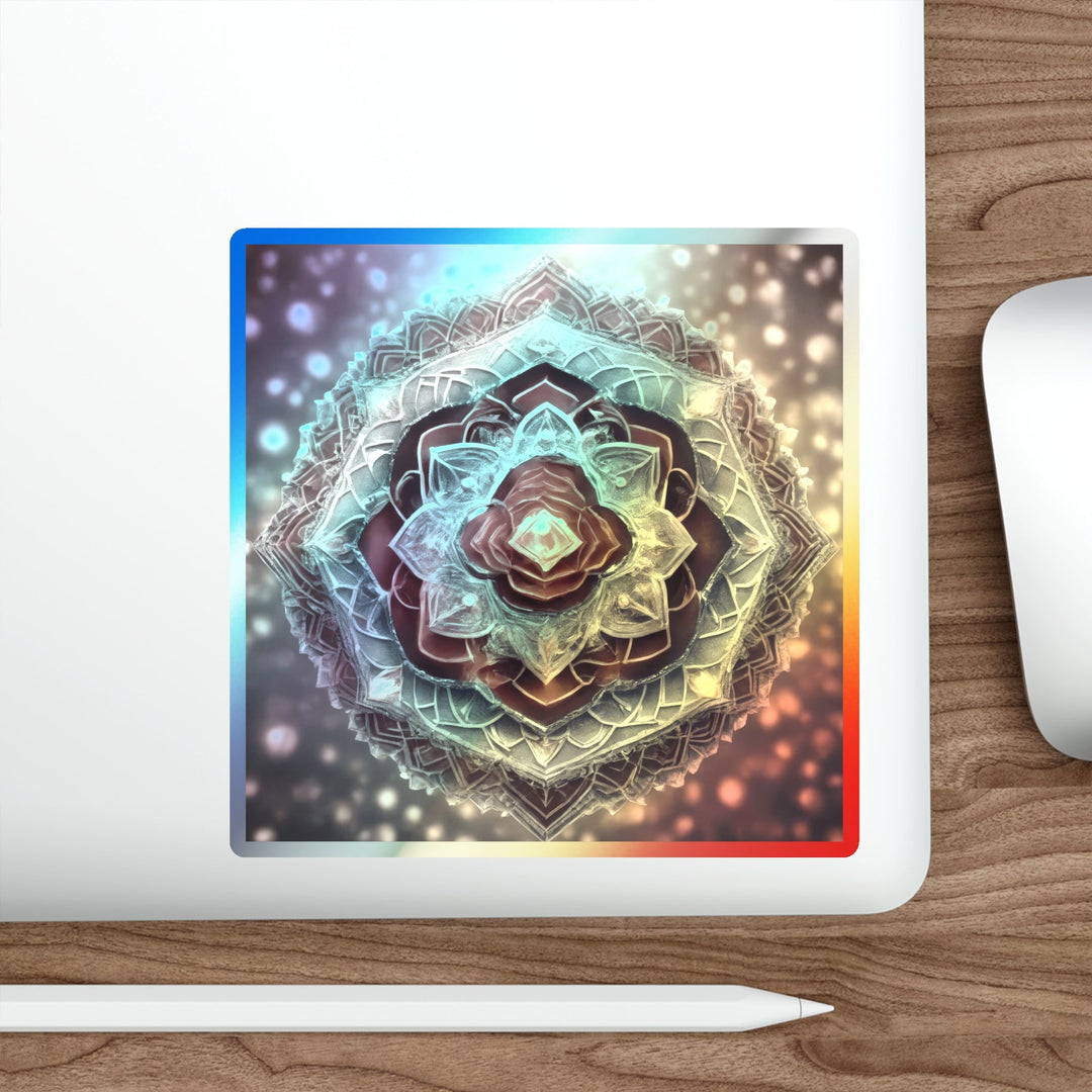 Ethereal Crystal Bloom - Holographic Die-Cut Sticker - Paper products - g(0D·IO) - 5" × 5" - Die-Cut - Holographic