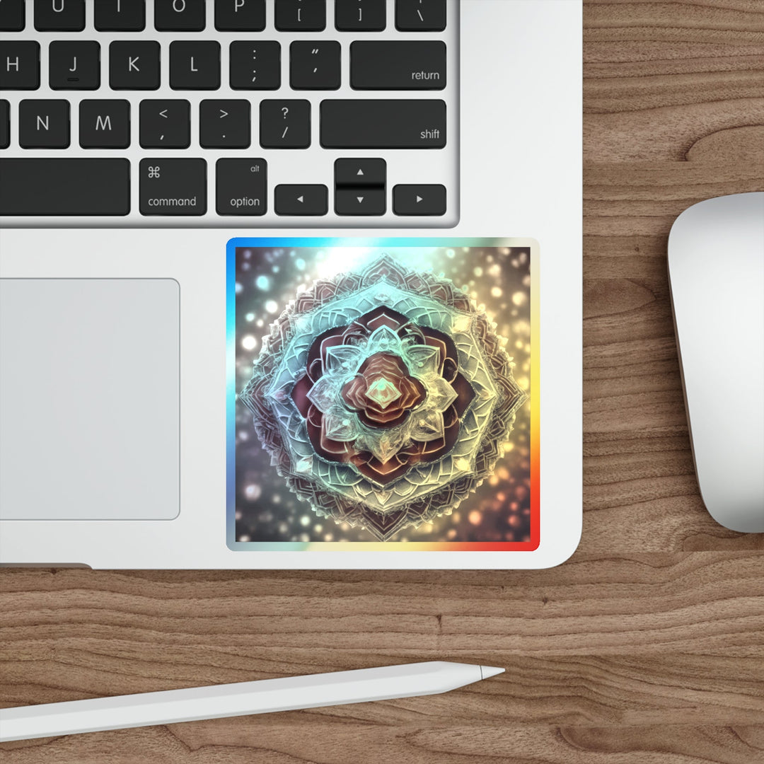 Ethereal Crystal Bloom - Holographic Die-Cut Sticker - Paper products - g(0D·IO) - 5" × 5" - Die-Cut - Holographic