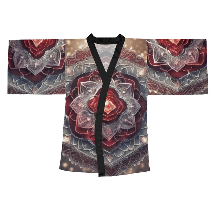 Ethereal Crystal Bloom - Long Sleeve Kimono Robe - All Over Prints - g(0D·IO) - XS - Black -