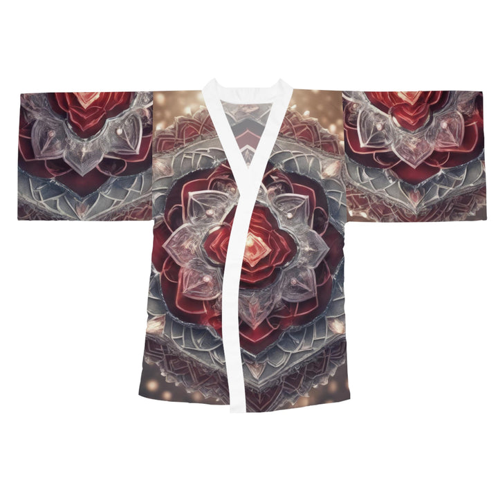 Ethereal Crystal Bloom - Long Sleeve Kimono Robe - All Over Prints - g(0D·IO) - XS - White -