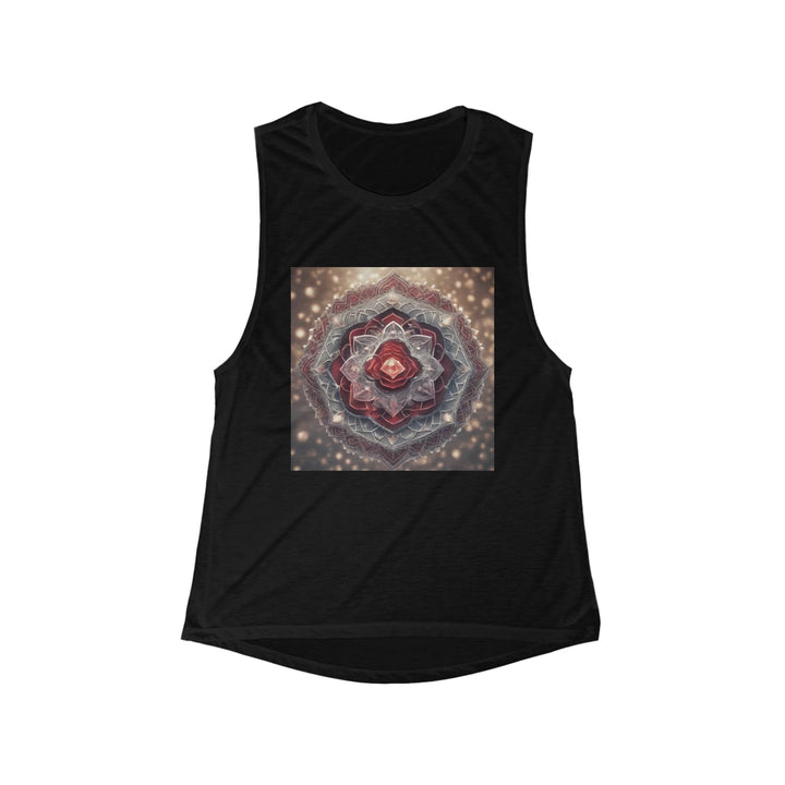 Ethereal Crystal Bloom - Women's Flowy Scoop Muscle Tank - Tank Top - g(0D·IO) - S - Black -