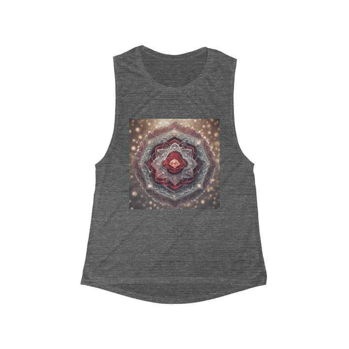 Ethereal Crystal Bloom - Women's Flowy Scoop Muscle Tank - Tank Top - g(0D·IO) - S - Asphalt Slub -