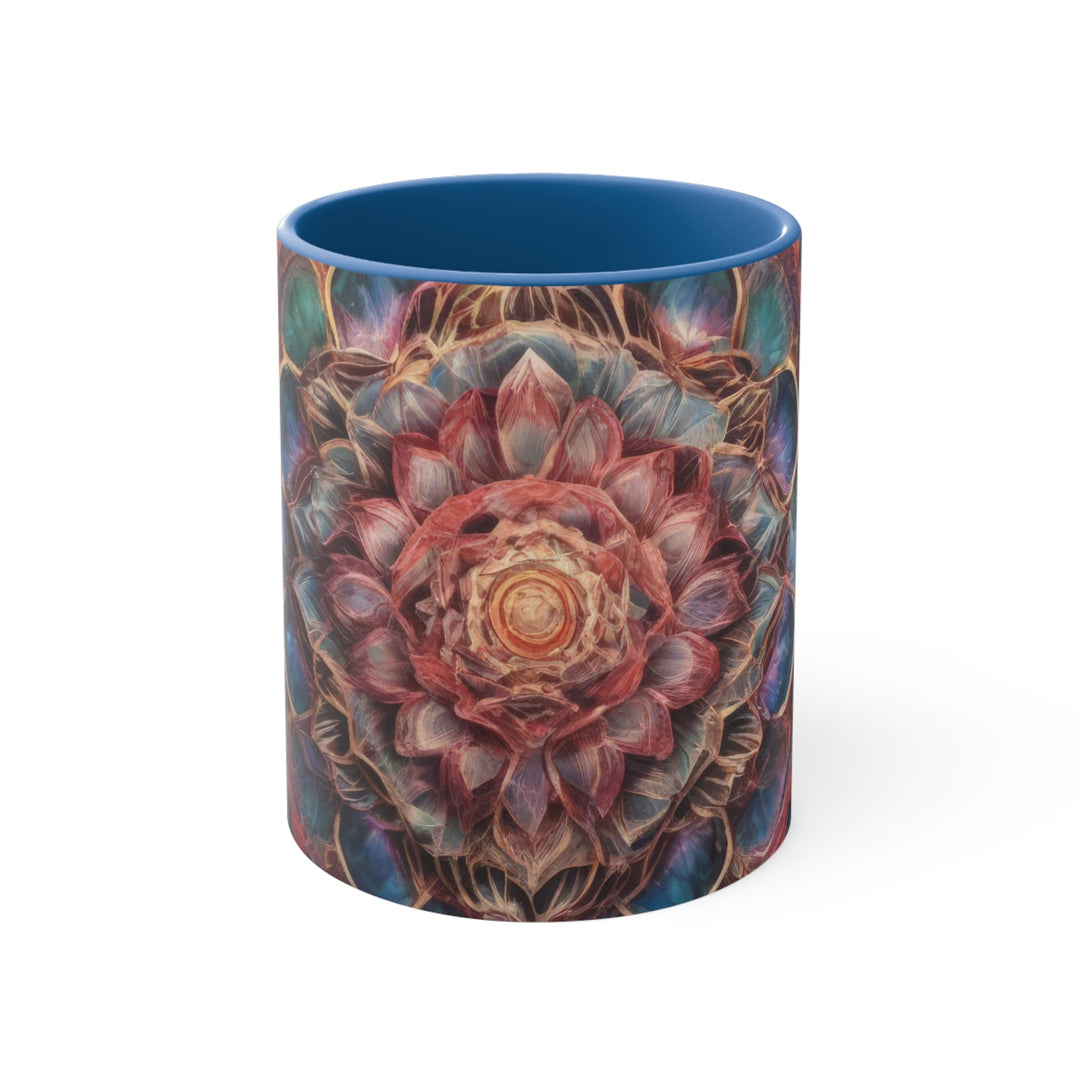 Ethereal Floral Mandala - Accent Coffee Mug - Mug - g(0D·IO) - Blue - 11oz -