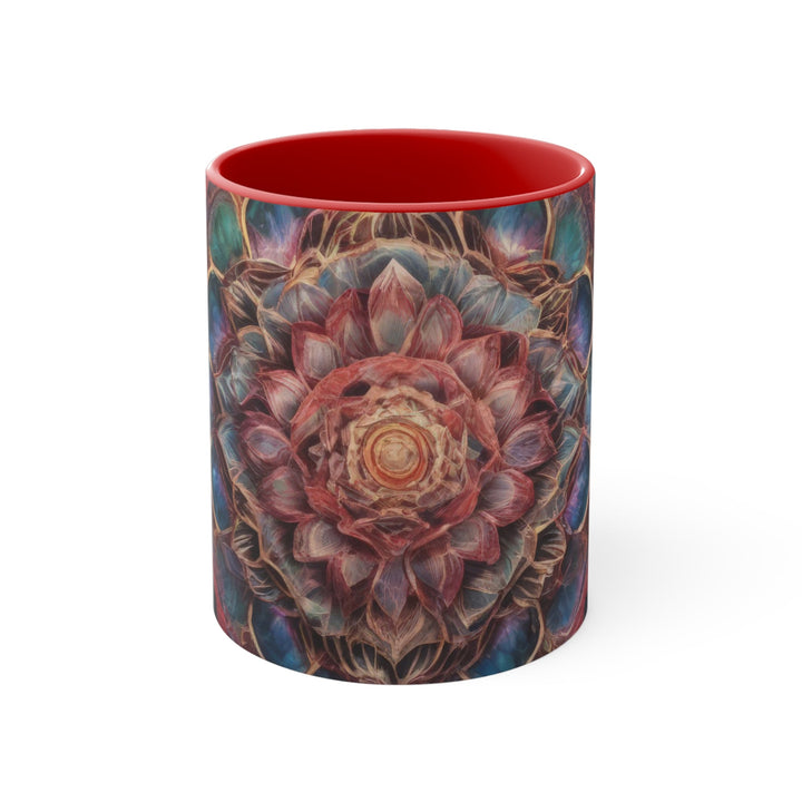 Ethereal Floral Mandala - Accent Coffee Mug - Mug - g(0D·IO) - Red - 11oz -