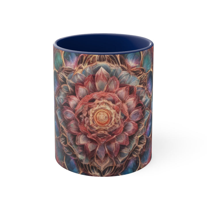 Ethereal Floral Mandala - Accent Coffee Mug - Mug - g(0D·IO) - Navy - 11oz -