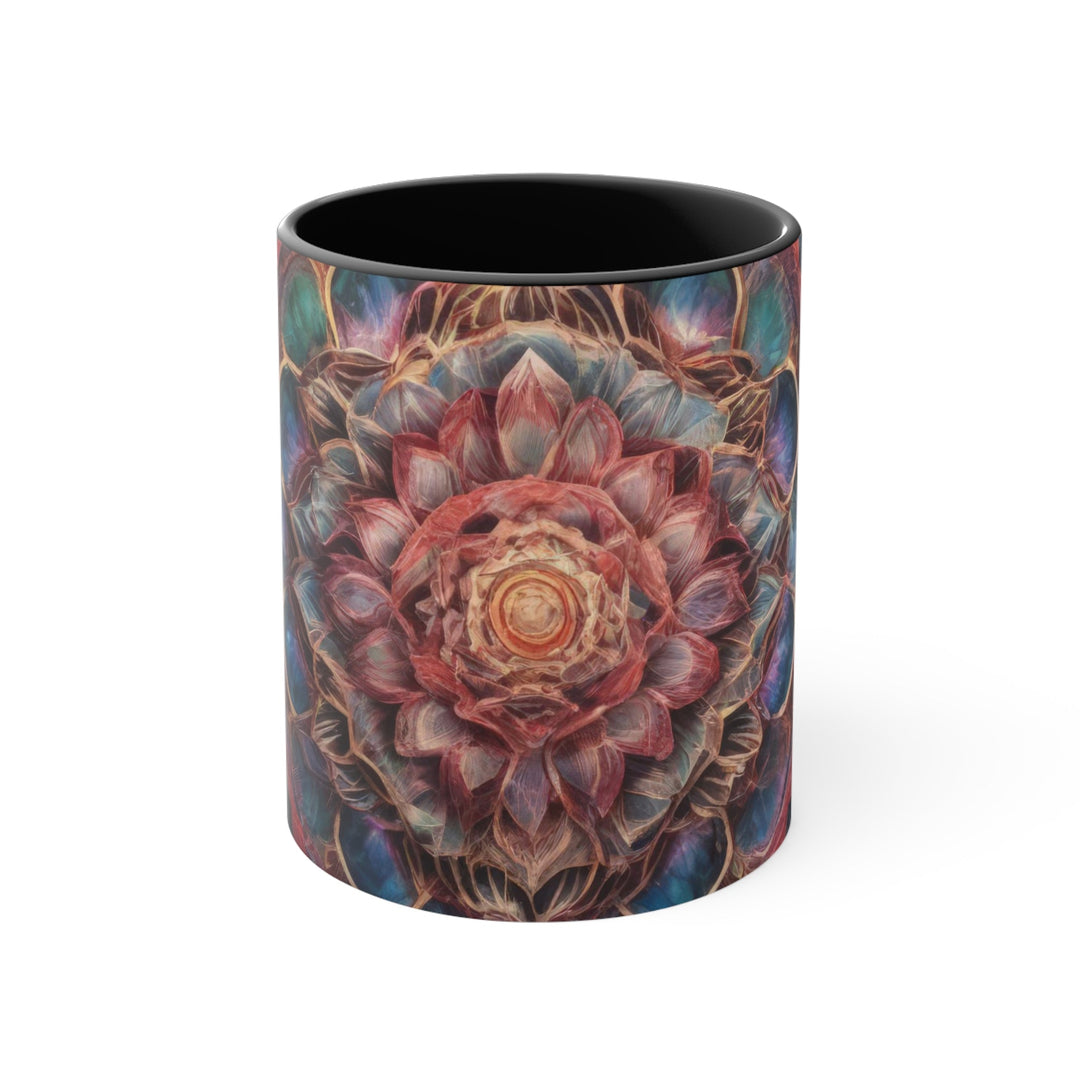 Ethereal Floral Mandala - Accent Coffee Mug - Mug - g(0D·IO) - Black - 11oz -