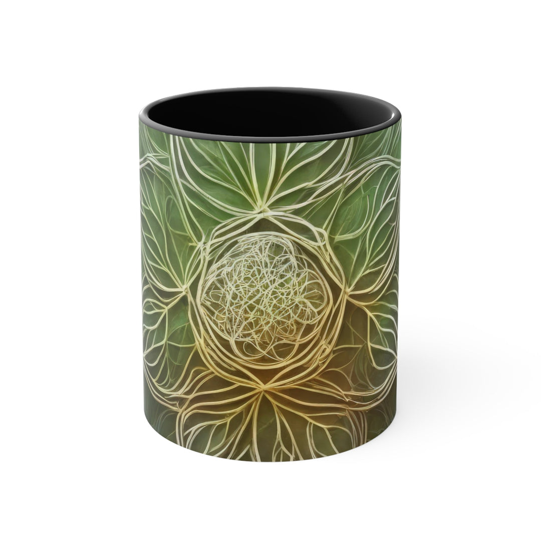 Ethereal Floral Mandala - Accent Coffee Mug - Mug - g(0D·IO) - Black - 11oz -