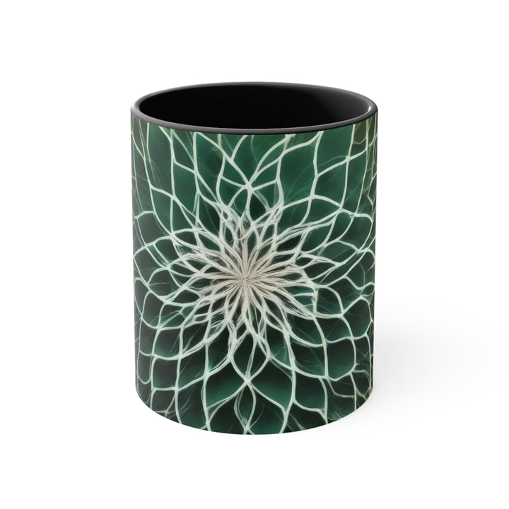 Ethereal Floral Mandala - Accent Coffee Mug - Mug - g(0D·IO) - Black - 11oz -