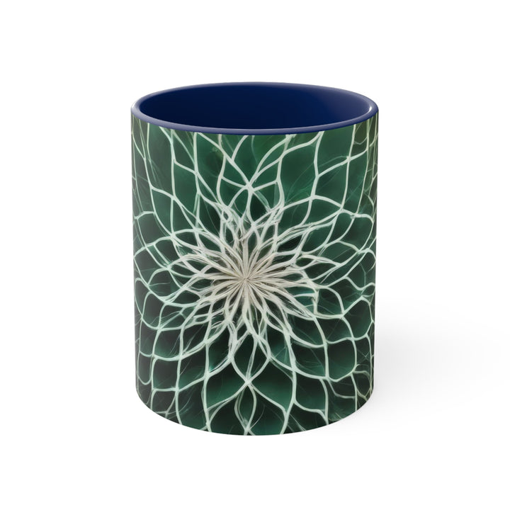 Ethereal Floral Mandala - Accent Coffee Mug - Mug - g(0D·IO) - Navy - 11oz -