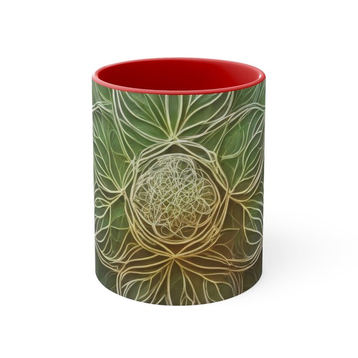 Ethereal Floral Mandala - Accent Coffee Mug - Mug - g(0D·IO) - Red - 11oz -