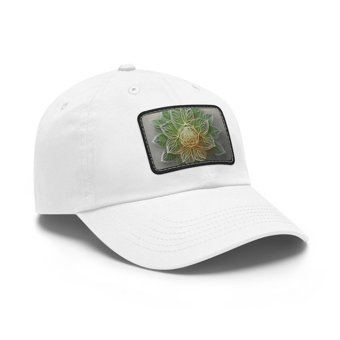 Ethereal Floral Mandala - Dad Hat - Hats - g(0D·IO) - White / Black patch - Rectangle - One size