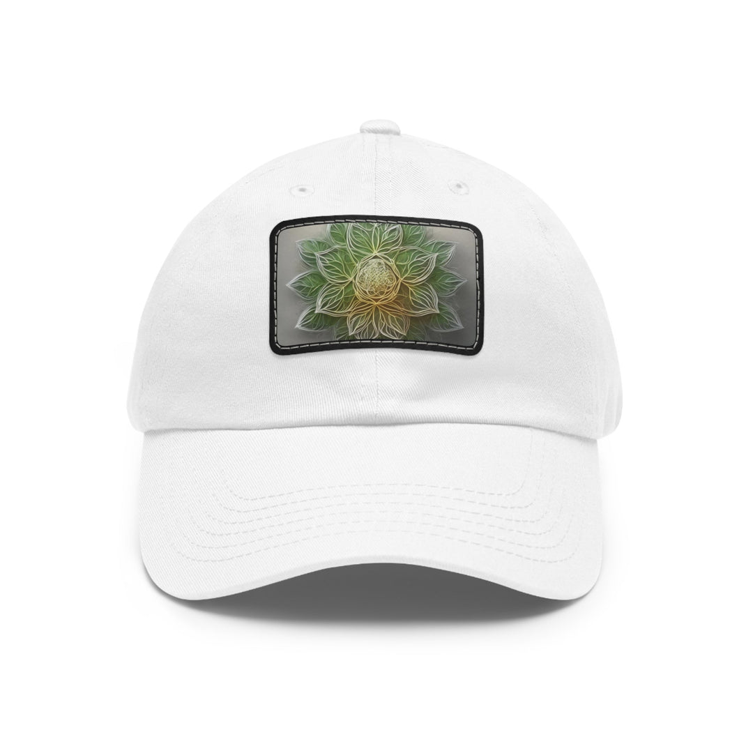 Ethereal Floral Mandala - Dad Hat - Hats - g(0D·IO) - White / Black patch - Rectangle - One size