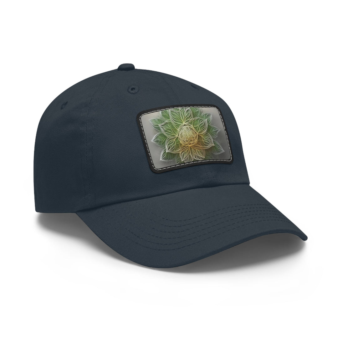 Ethereal Floral Mandala - Dad Hat - Hats - g(0D·IO) - White / Black patch - Rectangle - One size