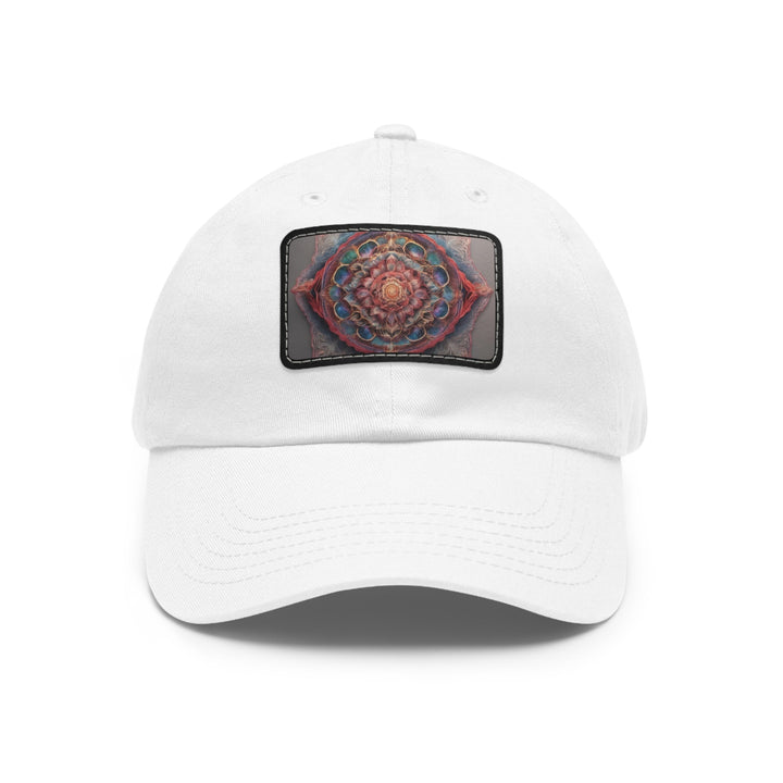 Ethereal Floral Mandala - Dad Hat - Hats - g(0D·IO) - White / Black patch - Rectangle - One size