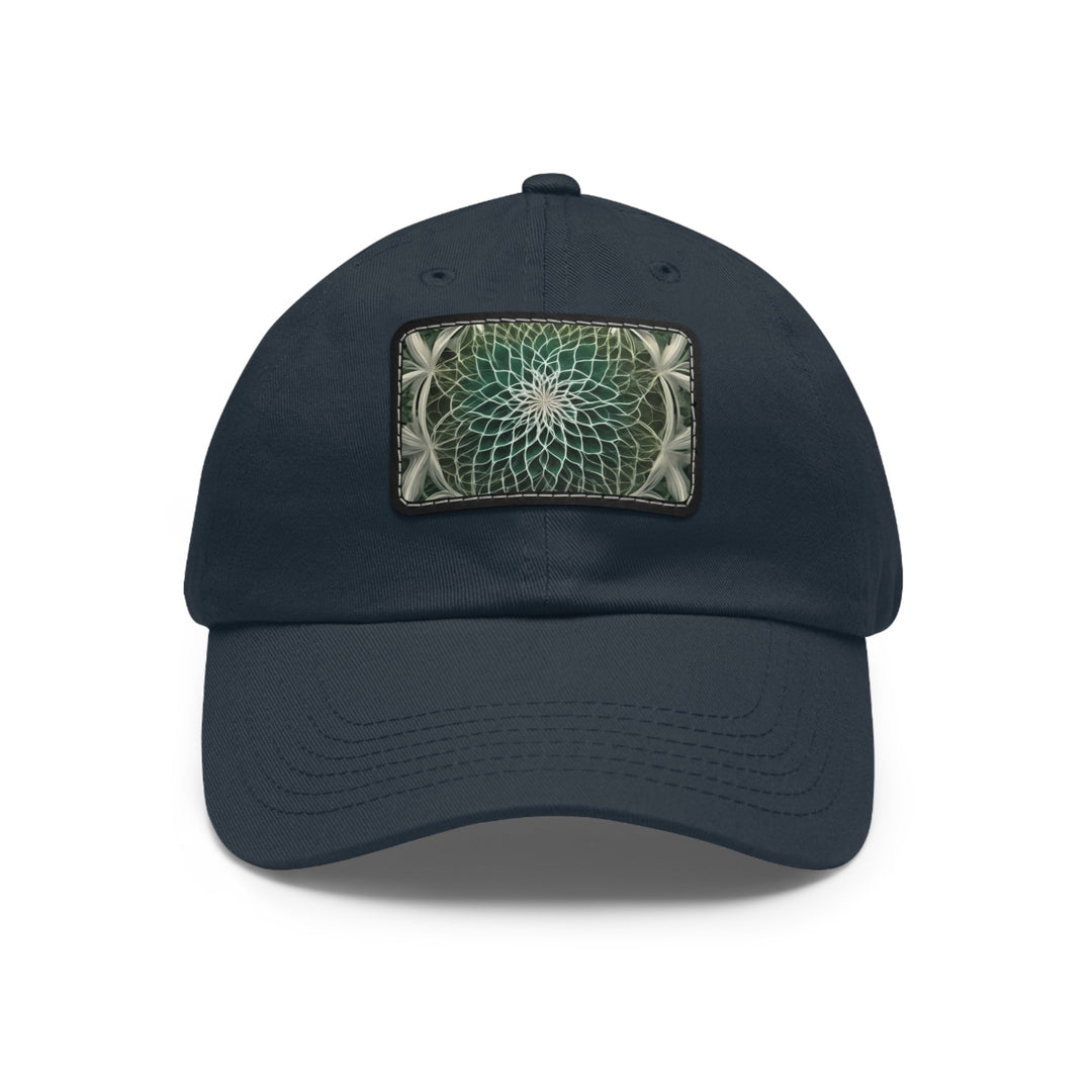 Ethereal Floral Mandala - Dad Hat - Hats - g(0D·IO) - Navy / Black patch - Rectangle - One size