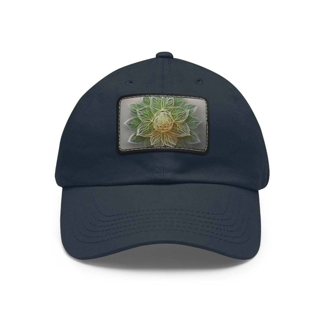 Ethereal Floral Mandala - Dad Hat - Hats - g(0D·IO) - Navy / Black patch - Rectangle - One size