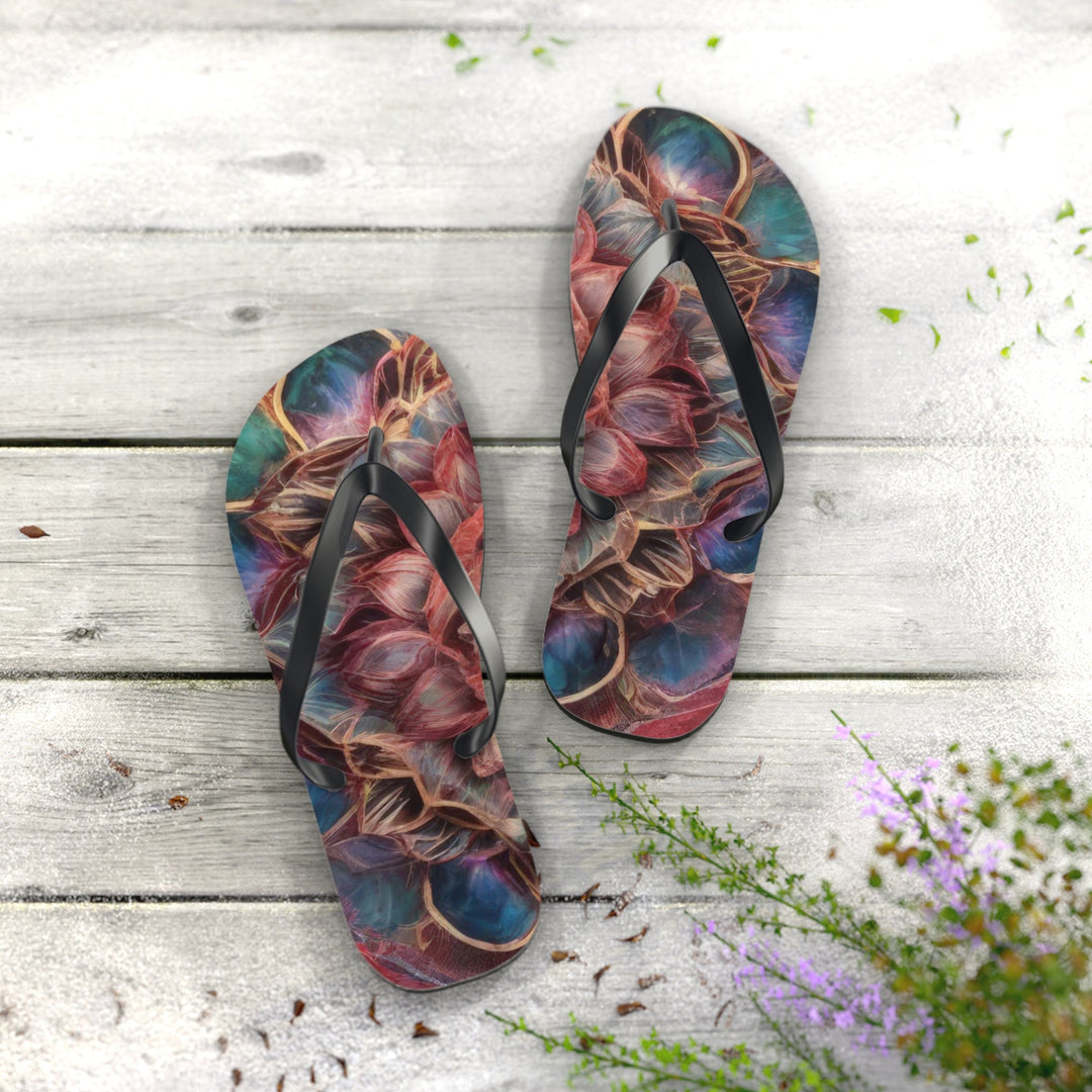 Ethereal Floral Mandala - Flip Flops - Shoes - g(0D·IO) - XL - Black sole -