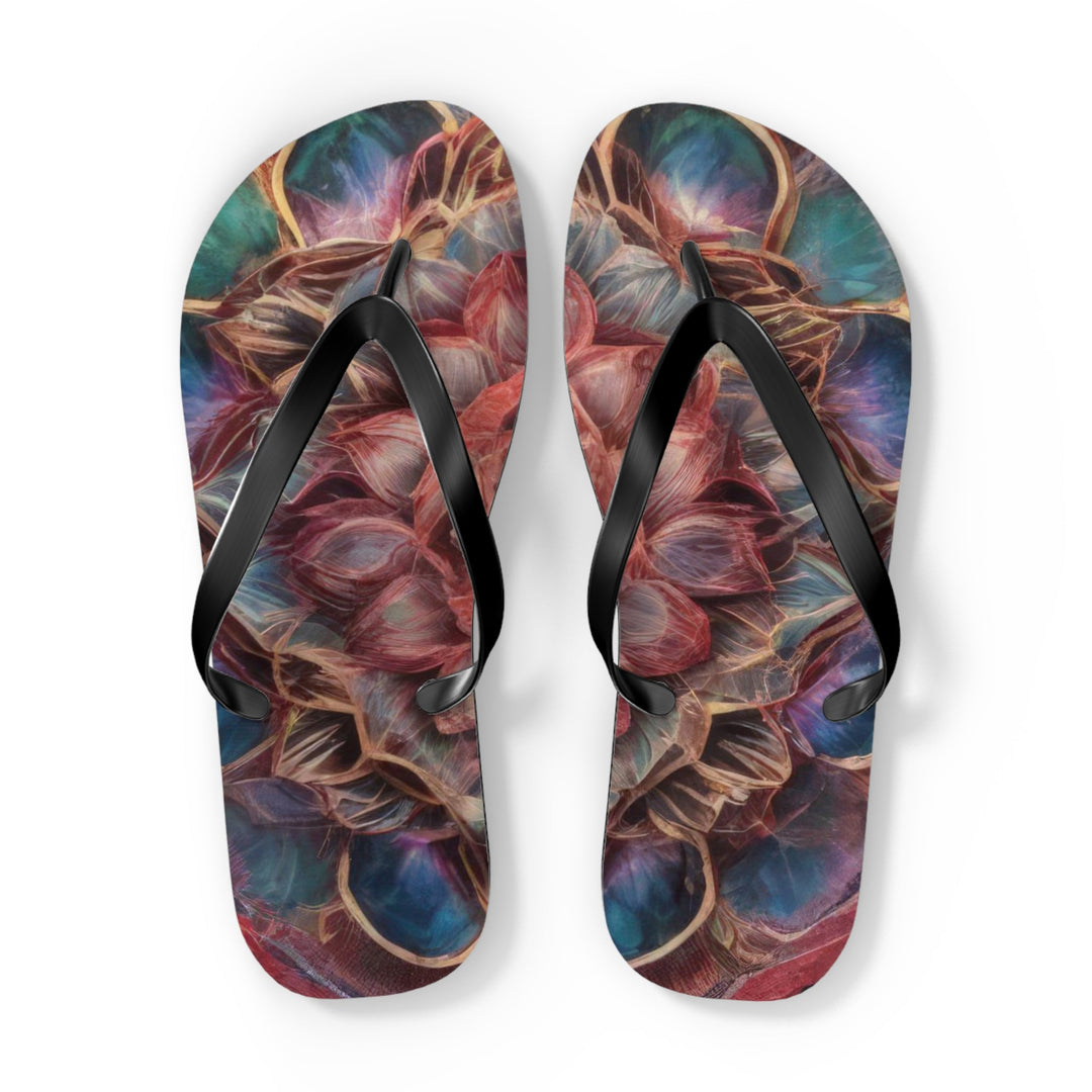 Ethereal Floral Mandala - Flip Flops - Shoes - g(0D·IO) - XL - Black sole -