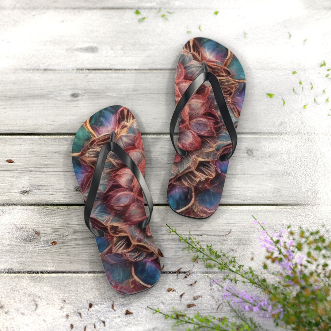 Ethereal Floral Mandala - Flip Flops - Shoes - g(0D·IO) - XL - Black sole -