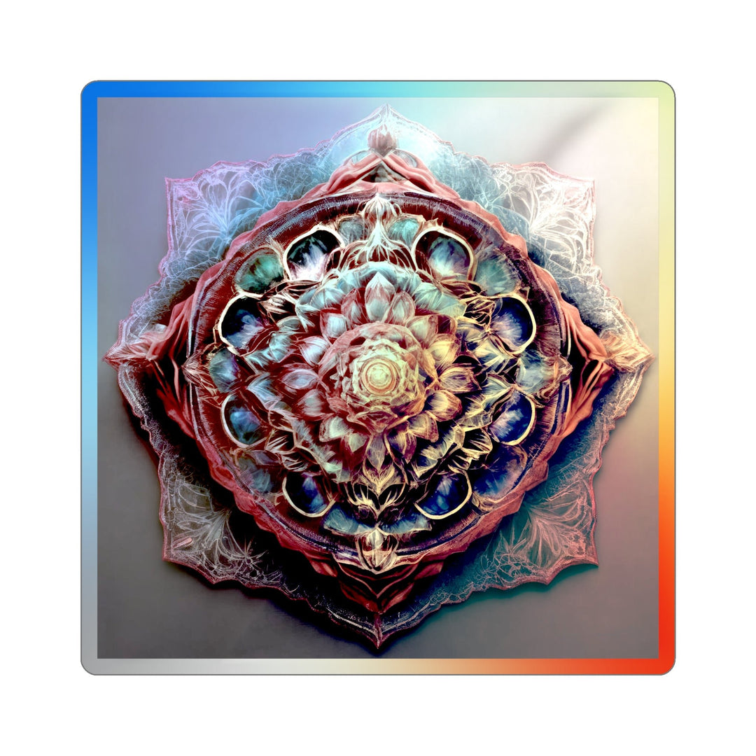 Ethereal Floral Mandala - Holographic Die-Cut Sticker - Paper products - g(0D·IO) - 4" × 4" - Die-Cut - Holographic