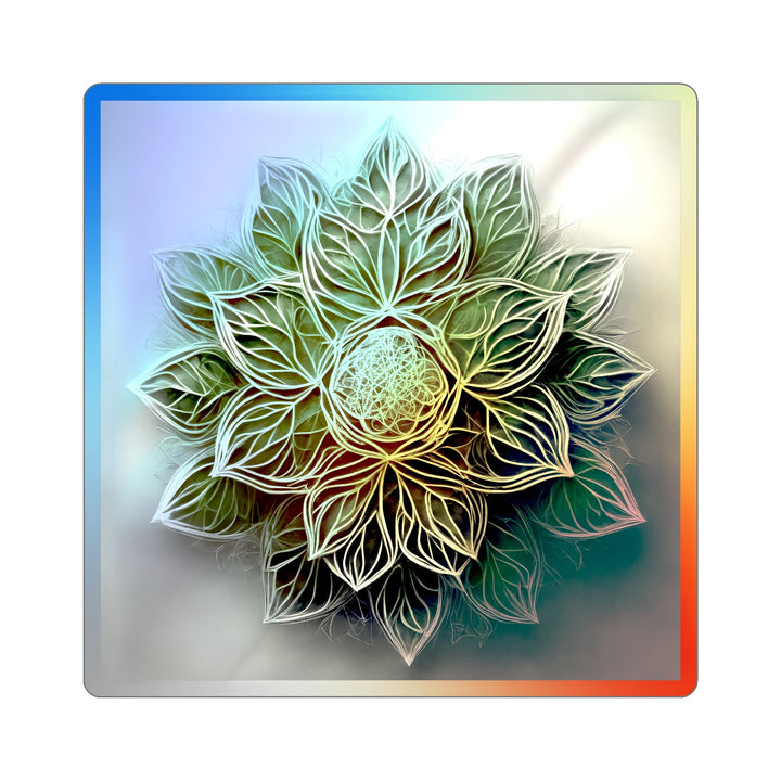 Ethereal Floral Mandala - Holographic Die-Cut Sticker - Paper products - g(0D·IO) - 6" × 6" - Die-Cut - Holographic