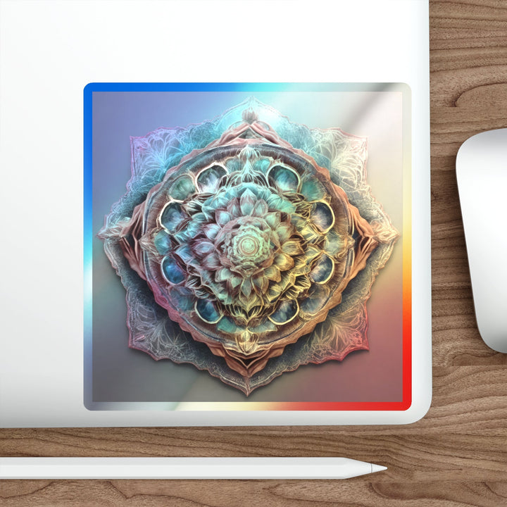 Ethereal Floral Mandala - Holographic Die-Cut Sticker - Paper products - g(0D·IO) - 5" × 5" - Die-Cut - Holographic