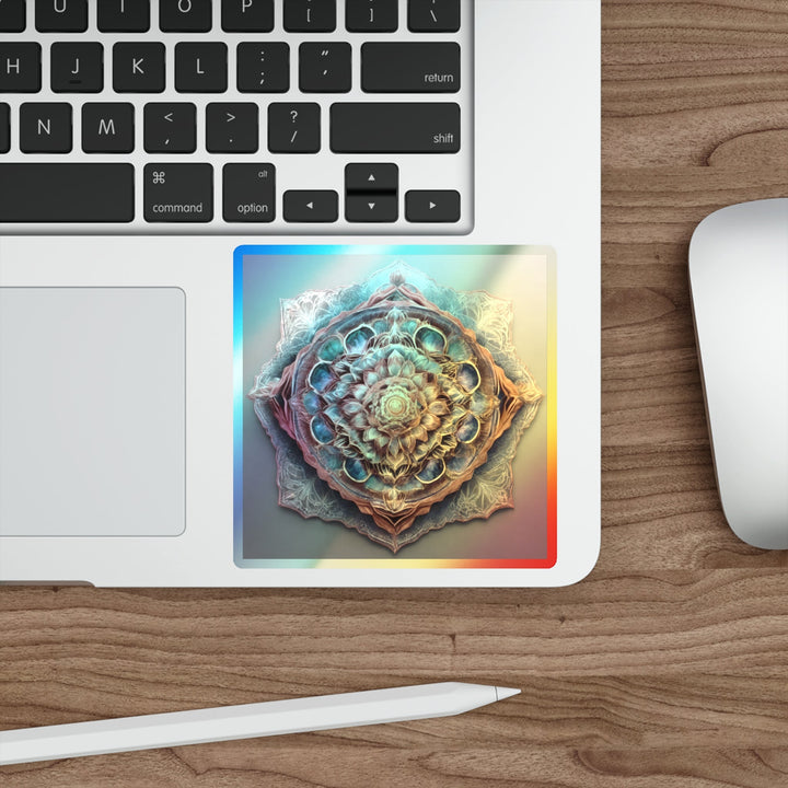 Ethereal Floral Mandala - Holographic Die-Cut Sticker - Paper products - g(0D·IO) - 5" × 5" - Die-Cut - Holographic